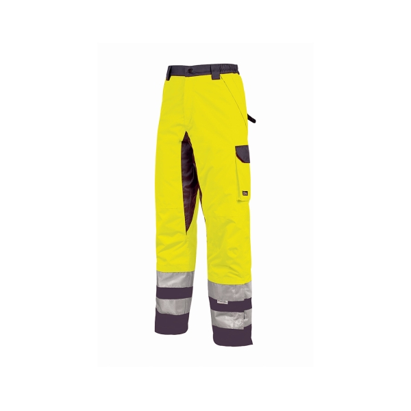 Upower Subu Pantalones Impermeables y Transpirables - Talla 2XL - Bolsillos Multifuncionales, Rodillas Reforzadas, Cintura Elastica, Cintas Reflectantes, Proteccion DPI2 - Color Amarillo Flu