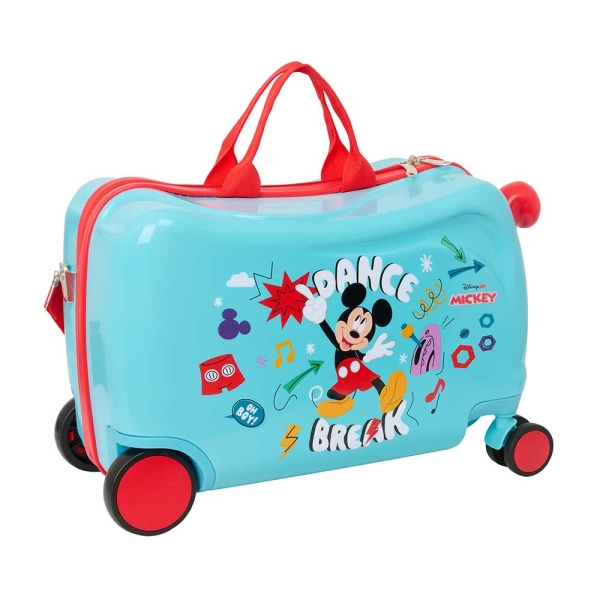 Safta Mickey Mouse Baby Maleta Trolley Infantil - Reposapies - Bandolera Ajustable - Asas de Mano - Tiradores con Ranura para Candado - Interior Forrado - 44x27x21cm - Color Azul