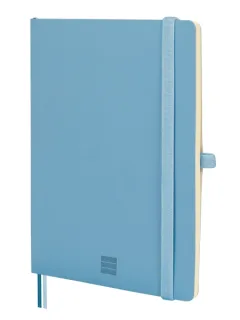 Finocam Nexo Cuaderno de Tapa Blanda - 72 Hojas - Formato A5 - 148x210mm - Papel Crema de 80g/m2 - Liso - Bolsillo Interior - Cierre con Goma - Hojas Microperforadas - Color Azul Celeste
