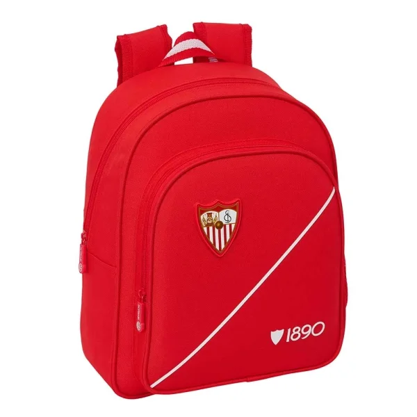 Safta Sevilla FC Mochila Infantil - Portabotellas - Bolsillo Frontal - Asa de Mano - Adaptable a Carro - Hombreras Acolchadas - 28x34x10cm - Color Rojo