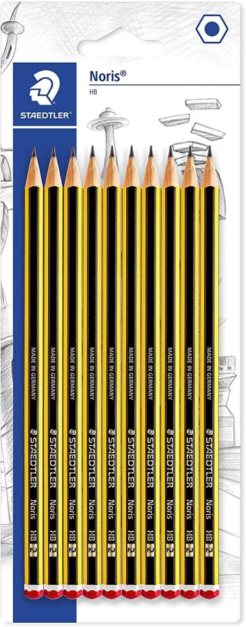 Staedtler Noris 120 Pack de 10 Lapices de Grafito Hexagonales HB - Resistencia a la Rotura - Madera de Bosques Sostenibles