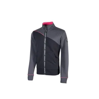 Upower Uranus Lady Sudadera de Trabajo para Mujer - Talla 2XL - Cremallera Impermeable, Ribetes Fluorescentes, sin Capucha, Ajuste Perfecto, Proteccion DPI1, Algodon y Poliester - Color Gris