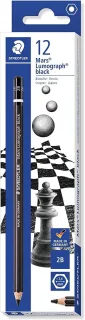 Staedtler Mars Lumograph Black Artist Pencil 100B Lapiz de Grafito - Mina 2B - Resistencia a la Rotura - Madera de Bosques Sostenibles · Pack de 12 uds.