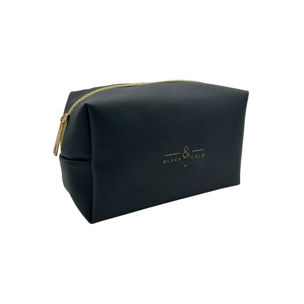 Dohe Black & Gold Neceser Compacto - Fabricado en Polipiel - Medidas 18x11cm - Color Negro