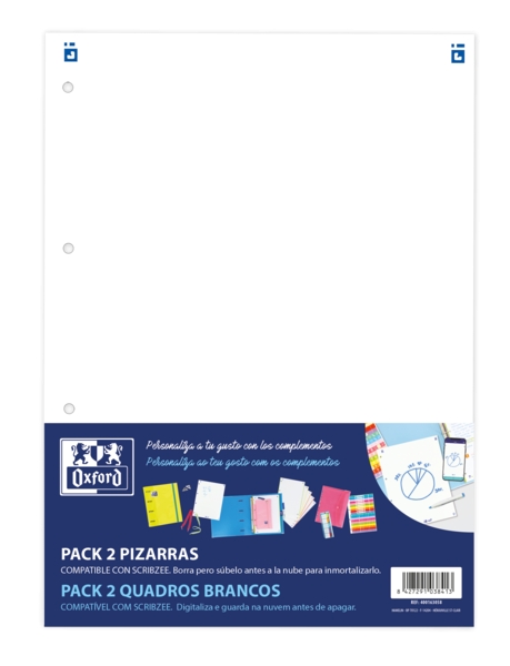 Oxford Complementos Pack 2U Pizarras W&E - Superficie de Escritura Magnetica - Incluye Rotulador y Borrador - Facil de Instalar y Transportar · Pack de 10 uds.