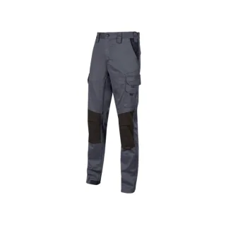 Upower Majo Pantalon de Trabajo Slim-Fit - Talla 2XL - Algodon Elastico, Multiples Bolsillos, Detalles Reforzados, Cinta Reflectante, Correa Porta Martillo, Proteccion Lumbar - Color Gris Os