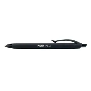Milan P1 Touch Boligrafo de Bola Retractil - Punta Redonda 1mm - Tinta de Aceite - Escritura Suave - 1.200m de Escritura - Color Negro · Pack de 25 uds.