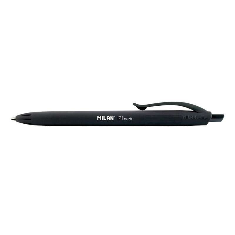 Milan P1 Touch Boligrafo de Bola Retractil - Punta Redonda 1mm - Tinta de Aceite - Escritura Suave - 1.200m de Escritura - Color Negro · Pack de 25 uds.