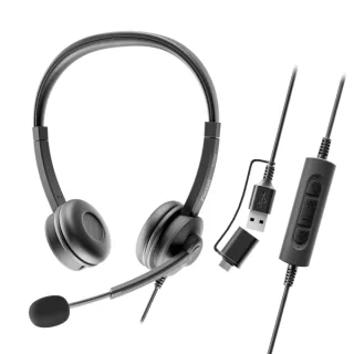 Axtel FLOW Auriculares con Microfono USB - Reduccion de Ruido - USB-A y USB-C