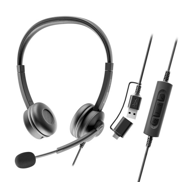 Axtel FLOW Auriculares con Microfono USB - Reduccion de Ruido - USB-A y USB-C