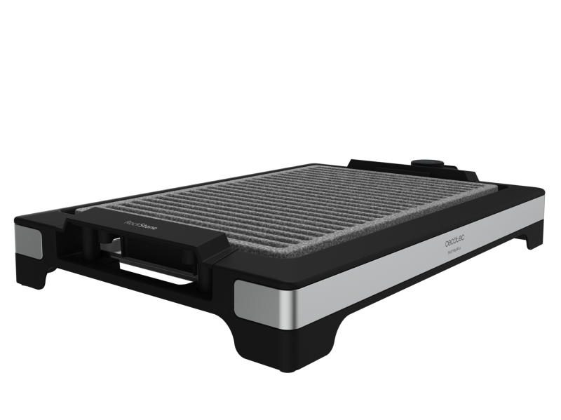 Cecotec Tasty and Grill 2000 Inox LineStone Plancha Electrica - 2000W - Acabados en Acero Inoxidable - Antiadherente - Termostato - Apto Lavavajillas - Bandeja Recogegrasas - 37.5x24.5cm - C