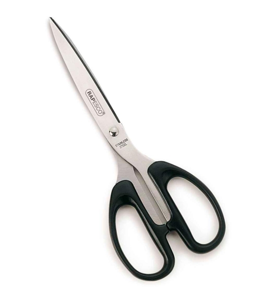 Rapesco Essential Tijeras de Acero Inoxidable 21cm - Mangos Ergonomicos - Aptas para Diestros y Zurdos - Color Negro