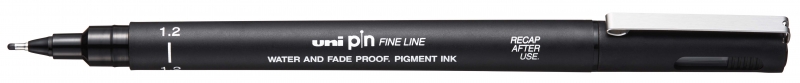 Uni-ball PIN12-200(S) Rotulador Calibrado - Punta Poliacetal 1.2mm - Ancho de Trazo 1.2mm - Tinta Pigmentada Resistente al Agua y Luz - Color Negro · Pack de 12 uds.