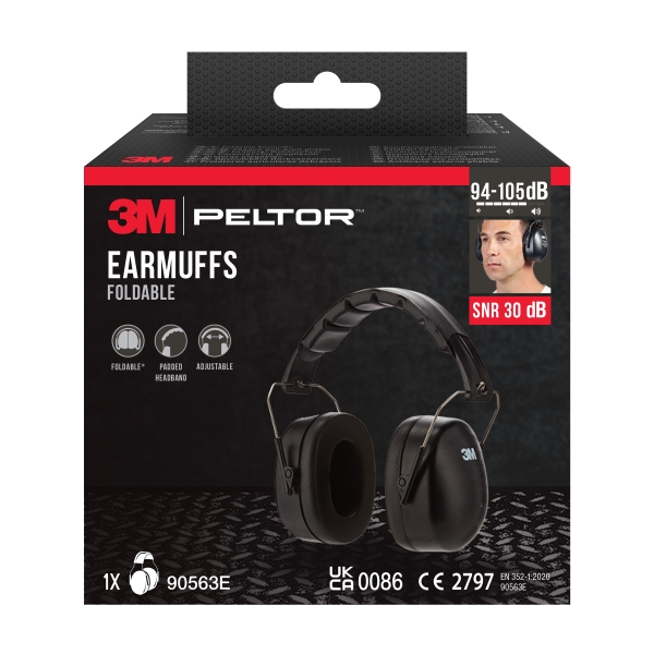 3M Orejeras Auditivas - SNR 30dB - Diadema Plegable - Ajustable - Color Negro