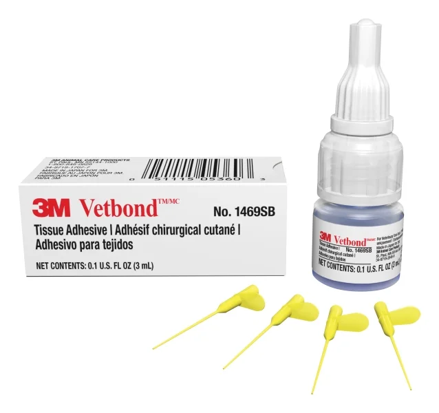 3M Vetbond Adhesivo para Tejidos - 3ml - Cierra Heridas Rapidamente - Incluye 4 Aplicadores - Color Transparente