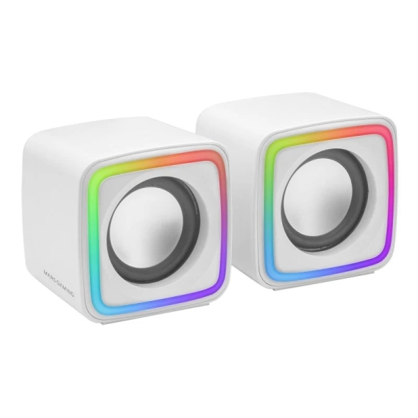 Mars Gaming MC-CUBE Minitorre Micro-ATX/Mini-ITX - Vidrio Templado Continuo Frontal y Lateral - Ventilador ARGB de 120mm - USB-C - USB 3.0 - Color Blanco