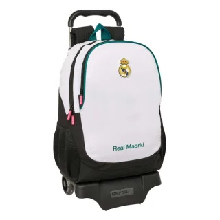 Safta Real Madrid Equipacion 26/27 Mochila con Carro - Extraible - 23L - Portabotellas - Cremallera - Doble Tirador - Asa de Mano - Espalda Acolchada Antisudor - 32x44x16cm - Color Blanco y