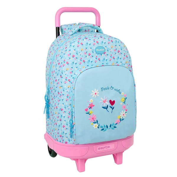 Safta Blackfit8 Petalos Mochila con Carro - Extraible - 33L - Portabotellas - Tarjeta de Identificacion Personal - Cremallera con Doble Tirador - Asa - Bolsillo Frontal - 33x45x22cm - Color Azul Claro