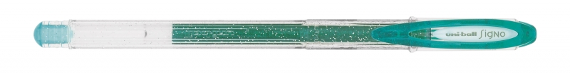 Uni-ball Signo Sparkling UM-120SP Boligrafo de Tinta Gel - Punta de Bola 1mm - Tinta Pigmentada Resistente al Agua y a la Luz - Efecto Purpurina - Color Verde · Pack de 12 uds.