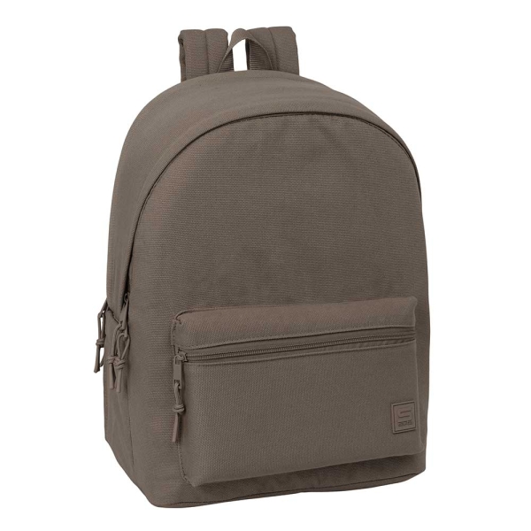 Safta Basic Vison Mochila para Portatiles hasta 15.6" - Bolsillo para Tablet hasta 11" - Antirrobo - Asa de Mano - Conector USB - Cremallera - Doble Tirador - Acolchada - 31x44x18cm - Color Marron Oscuro