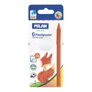 Milan Plastipastel Pack de 6 Ceras de Colores Triangulares - Colores Surtidos