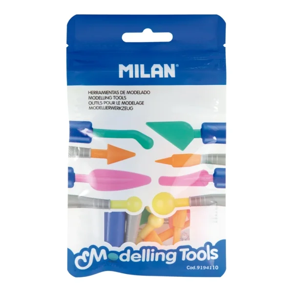 Milan Herramientas de Modelado - 2 Mangos - 8 Puntas Surtidas - Colores Surtidos