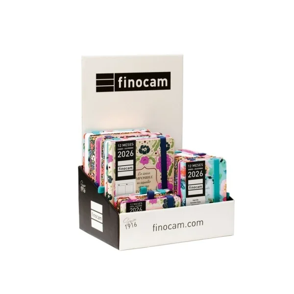 Finocam Minimal Design Expositor con 12 Agendas en Catalan - Anual 2026 - Color Surtidos