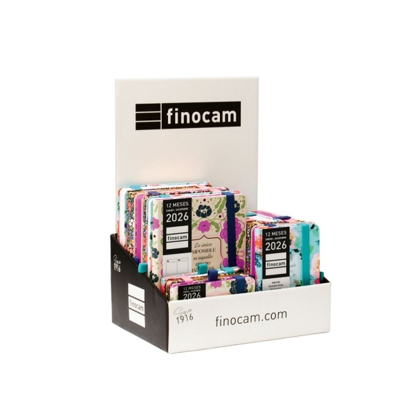 Finocam Minimal Design Expositor con 12 Agendas en Catalan - Anual 2026 - Color Surtidos