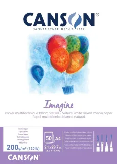 Canson Imagine Bloc Encolado de 50 Hojas 200gr A4 - Grano Fino - Color Blanco