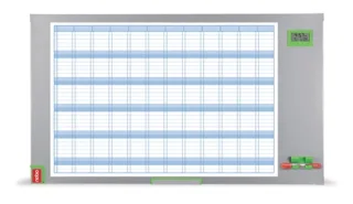 Nobo Performance Plus Planificador Anual de Pizarra Magnetica 725x50x1178mm - Pantalla con Fecha y Hora - Incluye Rotulador y Kit Magnetico