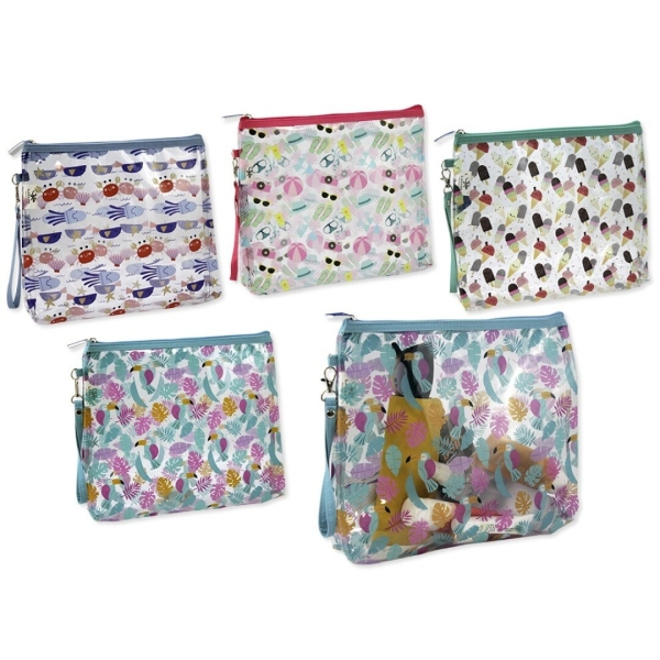 Lagart Good Time Neceser Transparente - Asa de Transporte - Fabricado en PVC - Medidas 25x30x6cm - Diseños Surtidos · Pack de 12 uds.