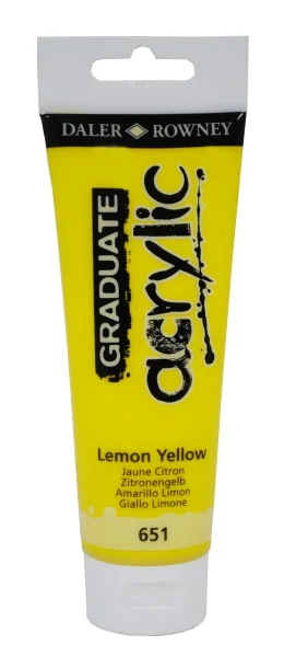 Daler Rowney Graduate Pintura Acrilica - Tubo de Plastico - 120ml - Color Amarillo Limon