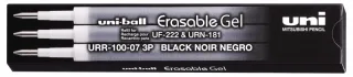 Uni-ball UF-220 Pack de 3 Recambios de Gel Borrable URR-100-07 - Punta 0.7mm - Color Negro