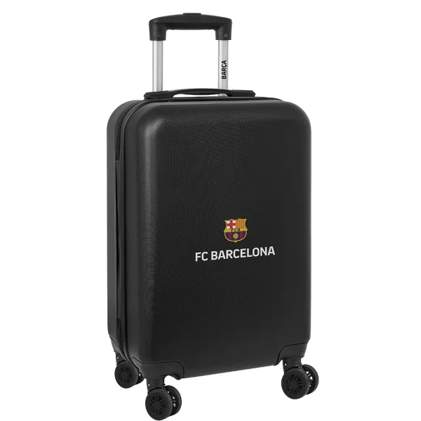 Safta F.C.Barcelona Maleta Trolley de Cabina 20" Rigida - Candado - Asa Telescopica de PVC con Goma - 4 Ruedas 360º - 34.5x55x20cm - Color Negro