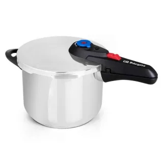 Orbegozo HP 8006 Olla a Presion de Acero Inoxidable 18/10 - Capacidad 8 Litros - Cinco Sistemas de Seguridad - Fondo Termo Difusor - Apto para Todo Tipo de Fuegos - Preserva Vitaminas y Sabo