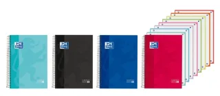 Oxford Cuaderno de Espiral - Formato A4+ - 160 Hojas - Cuadricula 5x5 con Cabecera - Tapa Extradura - Anti Traspaso de Tinta - Digitalizacion de Textos con App - Colores Surtidos · Pack de 5