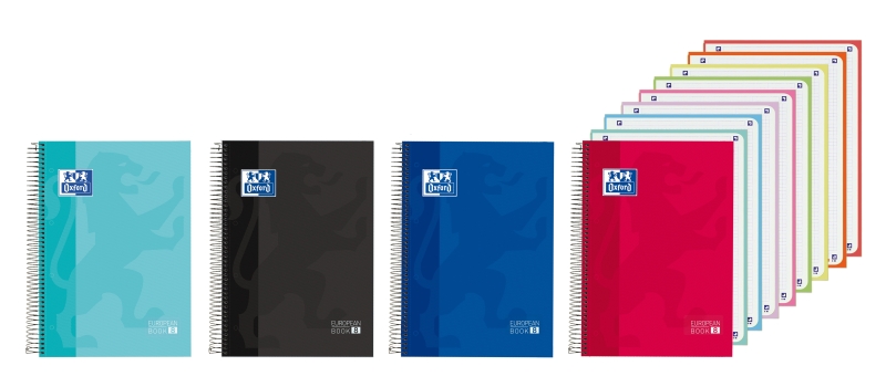 Oxford Cuaderno de Espiral - Formato A4+ - 160 Hojas - Cuadricula 5x5 con Cabecera - Tapa Extradura - Anti Traspaso de Tinta - Digitalizacion de Textos con App - Colores Surtidos · Pack de 5