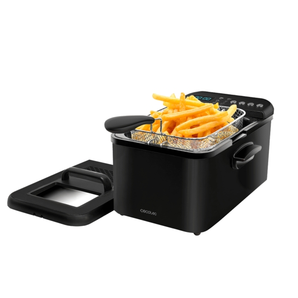 Cecotec Cleanfry Luxury 3000 Freidora Electrica - 2400W - Capacidad 3.2L - Pantalla Digital - 5 Programas Preconfigurados - Filtro Incluido - Tapa con Ventana - Temperatura hasta 190°C - Col