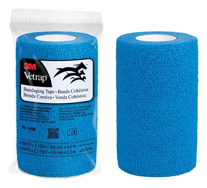 3M Vetrap Venda Cohesiva - 10cm x 4.5m - Flexible - Transpirable - Autoadhesiva - Color Azul