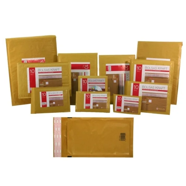Bismark Bolsa Acolchada Kraft Nº15 220x265mm - Recubrimiento Interno de Laminas de Burbuja de Aire - Cierre Autoadhesivo - Ideal para Envios con Alta Proteccion · Pack de 10 uds.