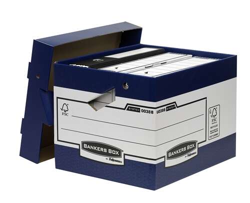 Fellowes Bankers Box Contenedor de Archivos con Asas Ergonomicas Ergo Box - Montaje Automatico Fastfold - Carton Reciclado Certificacion FSC · Pack de 10 uds.