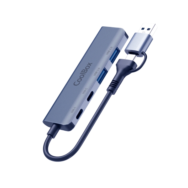 CoolBox HUB4 Lite USB-C/A - 2x USB-C, 2x USB-A 3.2 Gen1 - Aluminio - Color Gris