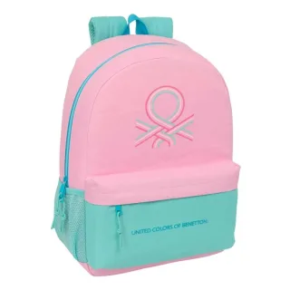 Safta Benetton Dolce Mochila Adaptable a Carro - Bolsillos Laterales - Doble Tirador en Cremallera - Ergonomia Acolchada - Asa Superior - 19L - 300x140x460mm - Color Rosa Pastel