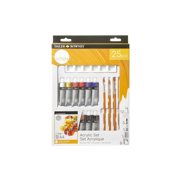 Daler Rowney Simply Pack de 25 Piezas - Pintura Acrilica - Colores Surtidos