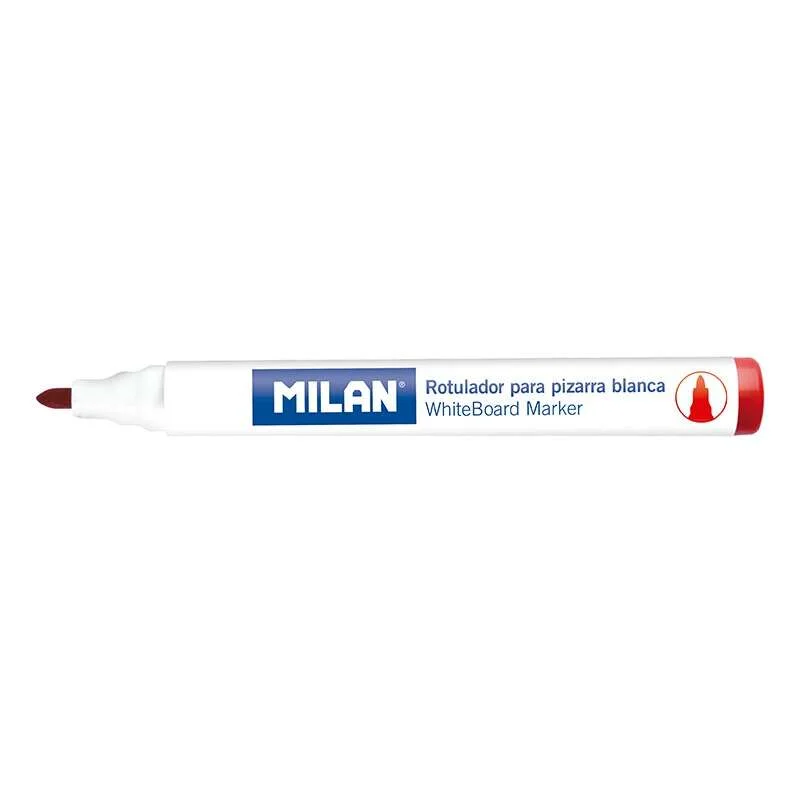 Milan Rotuladores para Pizarra Blanca con Punta Redonda - Punta 4.7 mm - Tinta a Base de Alcohol - Borrable en Seco - Color Rojo · Pack de 12 uds.