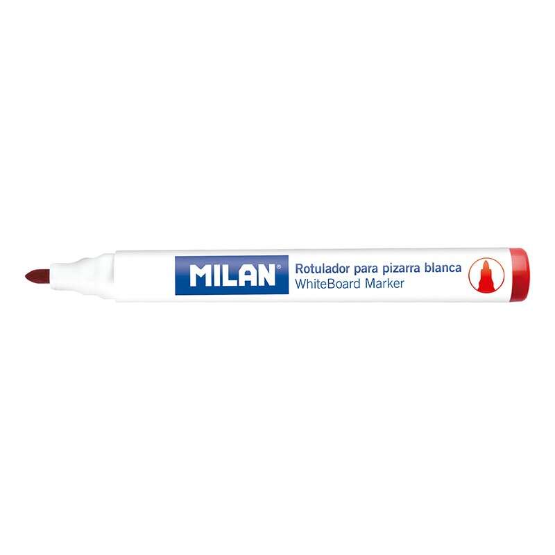 Milan Rotuladores para Pizarra Blanca con Punta Redonda - Punta 4.7 mm - Tinta a Base de Alcohol - Borrable en Seco - Color Rojo · Pack de 12 uds.