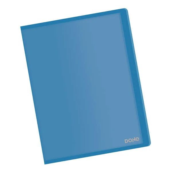Dohe Carpeta con 10 Fundas A4 - Tapa Flexible de Polipropileno - Fundas Transparentes Soldadas - Color Azul