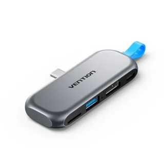 Vention Estacion de Docking - Acoplamiento sin Cables con USB-C Macho - Power Delivery 100W - HDMI 4K - USB-C - USB-A - Tarjeta TF - Color Gris