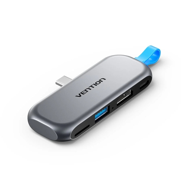 Vention Estacion de Docking - Acoplamiento sin Cables con USB-C Macho - Power Delivery 100W - HDMI 4K - USB-C - USB-A - Tarjeta TF - Color Gris