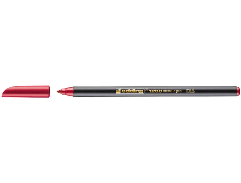 Edding 1200 Rotulador - Punta Redonda - Trazo 1mm - Tinta con Base de Agua - Color Rojo Metalizado · Pack de 10 uds.